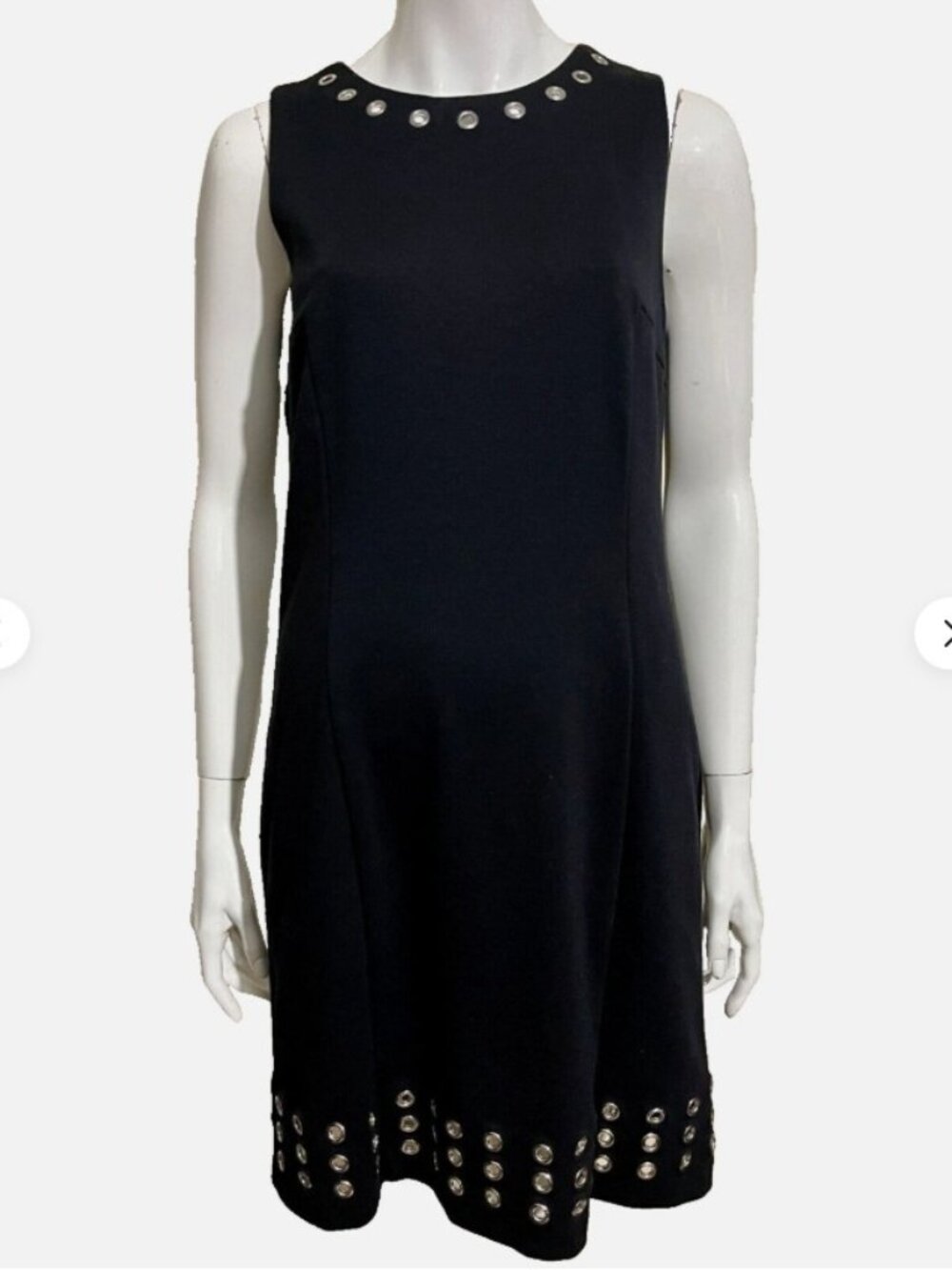MICHAEL Michael Kors Black Sleeveless Silver Grommet Shift Dress – Size 8